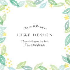 水彩のリーフフレーム