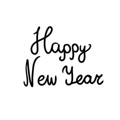 Handwritten lettering Happy New Year. Black lettering for decoration and design.