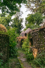 Hindu temple dome emerging from the trees in the forest