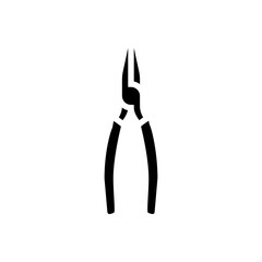 long nose pliers glyph icon vector. long nose pliers sign. isolated symbol illustration