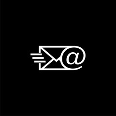 Electronic mail. Postal service icon isolated on dark background