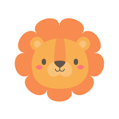 Lion vector. cute animal face design for kids