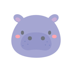 Hippo vector. cute animal face design for kids