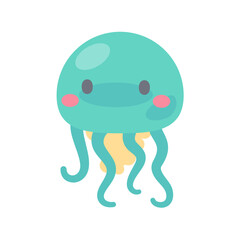 Jellyfish vector. cute animal face design for kids