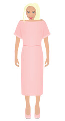 Blonde in pink outfit. vector illustration