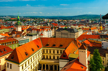 Fototapeta na wymiar Looking over the Historic District of the Moravian capitol Brno
