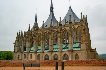 Church of St. Barbara (also called St. Barbara Cathedral) in Kutna Hora (Czech Republic) is a Gothic church consecrated to St. Barbara, patron saint of miners. Its unique design with a three-tent roof