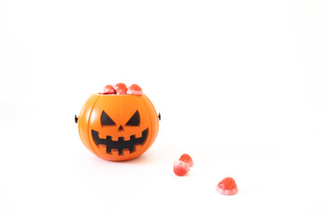 halloween pumpkin container on white background