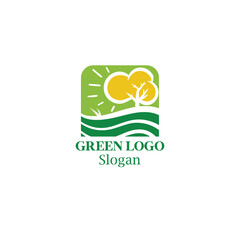 green leaf logo and greening eco agriculture