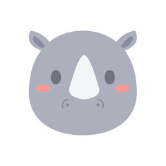 Rhino vector. Cute animal face. design for kids