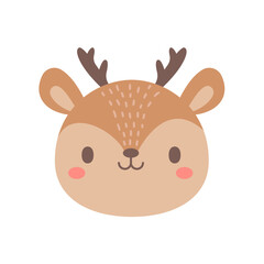deer vector. cute animal face design for kids