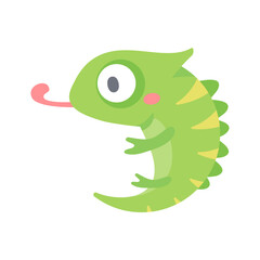 Chameleon vector. cute animal face design for kids