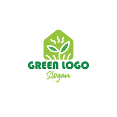 green leaf logo and greening eco agriculture