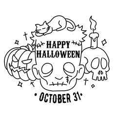 happy halloween black line doodle