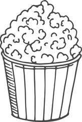 Popcorn bucket icon. Traditional cinema snack sketch
