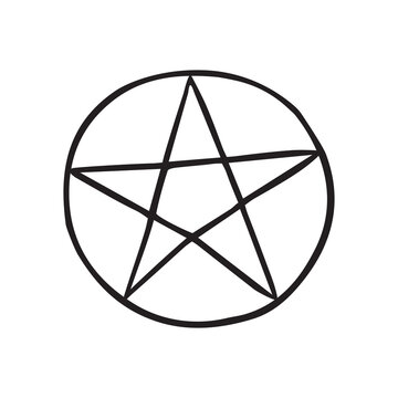 Vector hand drawn doodle sketch pentagram isolated on white background