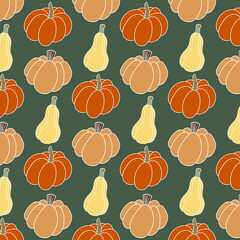 seamless pumpkin pattern illustration hand drawn, colourful background 