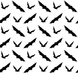 Vector seamless pattern of hand drawn bat silhouette isolated on white background