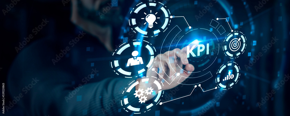 Poster kpi key performance indicator for business concept. business, technology, internet and network conce