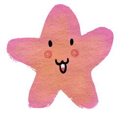 Cute Smile Star Watercolor Cartoon