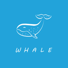 White whale floating in sea. Whale logo illustration. For app, web, sticker, pocter, banner.