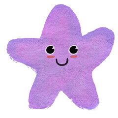 Cute Smile Star Watercolor Cartoon