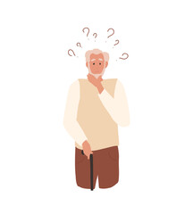 Senior man with Dementia Alzheimer disease, trying to remember