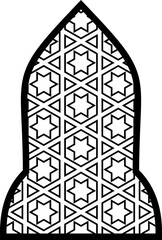 Islamic window shape with decorative arabic line pattern