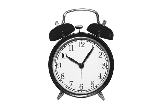 retro bell clock black color isolated on white background with clipping path