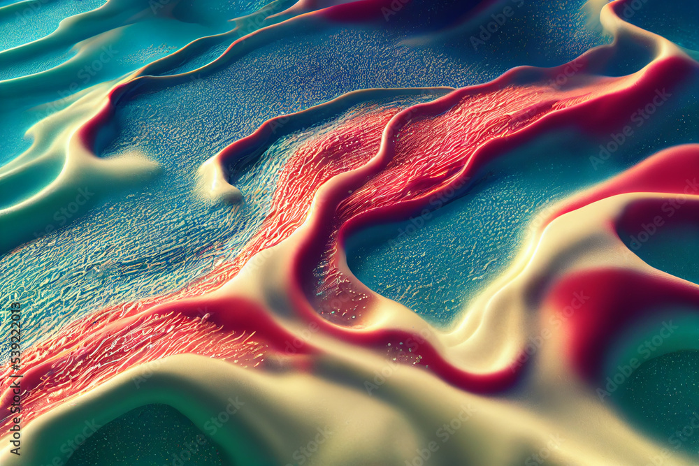 Poster minimal colorful abstract liquid movement background. close up macro concept. super texture twirls