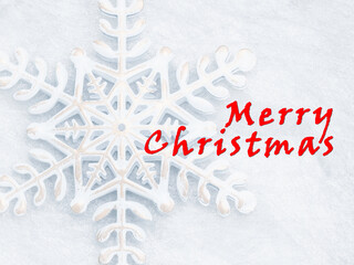 merry christmas greetings on snowflake