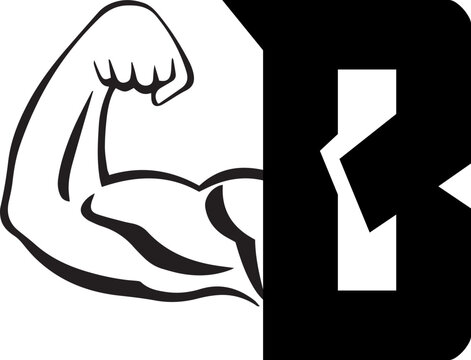 Fitness Gym logo with letter B, bicep flex logo