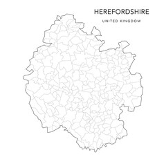 Administrative Map of Herefordshire with County and Civil Parishes as of 2022 - United Kingdom, England - Vector Map