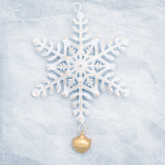 snowflake shaped christmas decoration on white