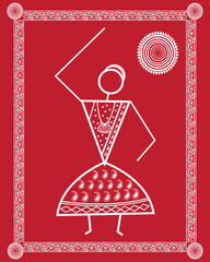 Indian classical dance drawing in Warli Painting, Indian dance Indian classical Warli art, illustration, vector, wallpaper.