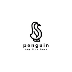 minimalist penguin logo design, penguin logo line simple vector icon