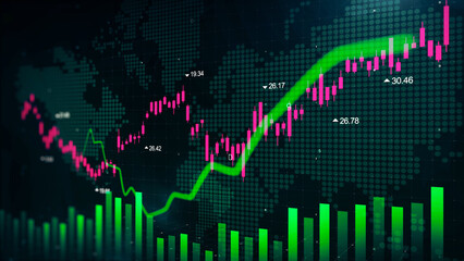Trading market concept with financial graphs background 4k 