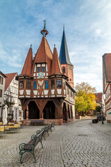 The town-hall of Michelstadt on a sunny day in fall