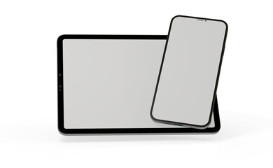 Fototapeta na wymiar Gadgets including smartphone, digital tablet and laptop, blank screen with