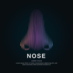 Human nose medical structure. Vector logo nose color silhouette on a dark background. EPS 10