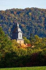 The church tower of Herleshausen in Hesse