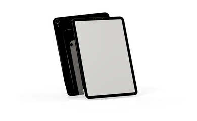 Modern black tablet computer isolated on white background. Tablet pc
