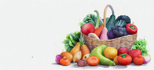 Basket Full Of Vegetables, Vegan Month Fantastic Background Backdrop Wallpaper. Abstract Composition.