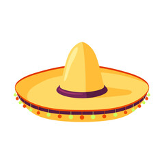 Cartoon Mexican traditional symbol. Flat vector illustration. Colorful of sombrero. Culture, travel, Mexica concept