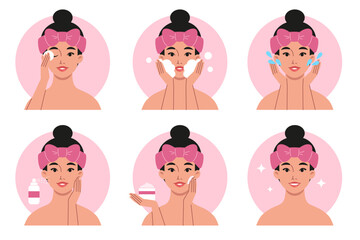 set of girls skin care routine