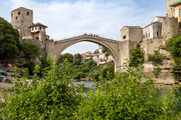 Fototapeta na wymiar Bridge over the river of Neretva in Mostar
