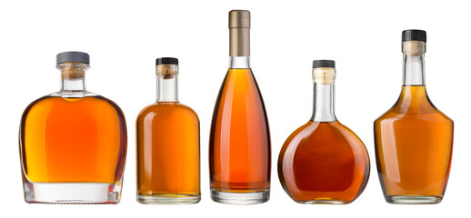  whiskey bottles isolate