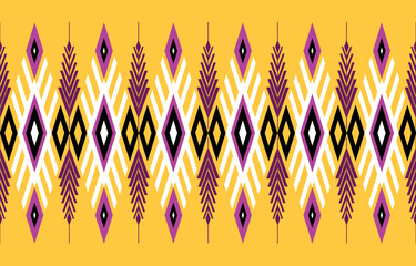 Ikat abstract, geometric ethnic  seamless pattern, tribal, folk embroidery, oriental, western style. Aztec geometric art. Design for print sarong, tile, wallpaper, clothing, wrapping, fabric. Vector.