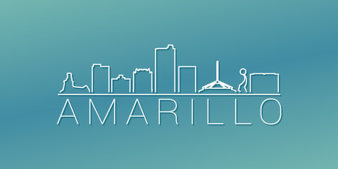 Amarillo, TX, USA Skyline Linear Design. Flat City Illustration Minimal Clip Art. Background Gradient Travel Vector Icon.