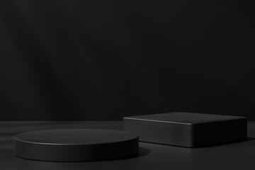 Two podiums on a black background, 3d render